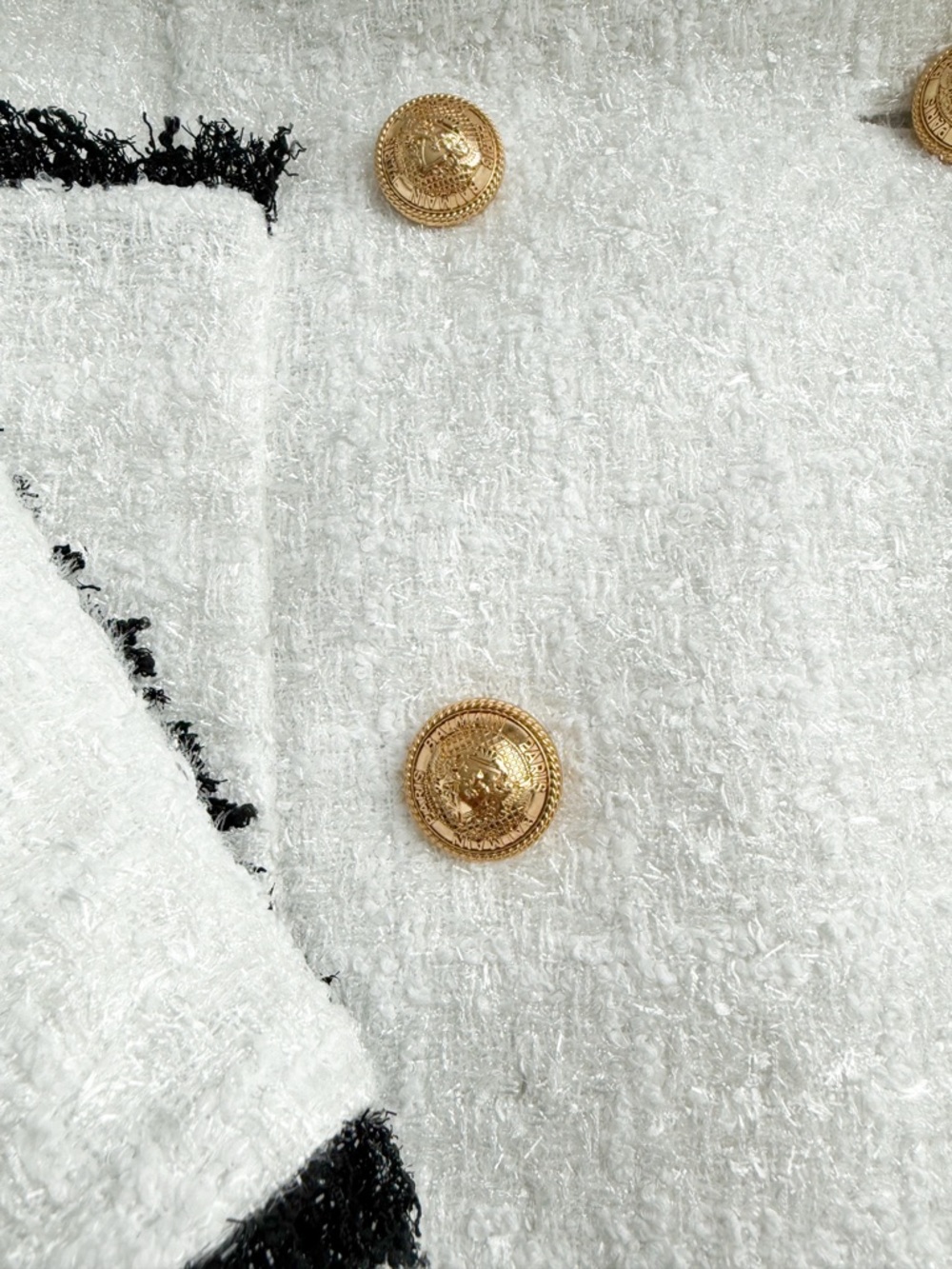 New! Balmain Tweed Metallic Double-Breasted Two-Tone Blazer Coat - Picture 4 of 15